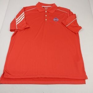 Adidas Golf Mens Climacool Polo Collar Shirt Orange Stretch Breathable Top XL